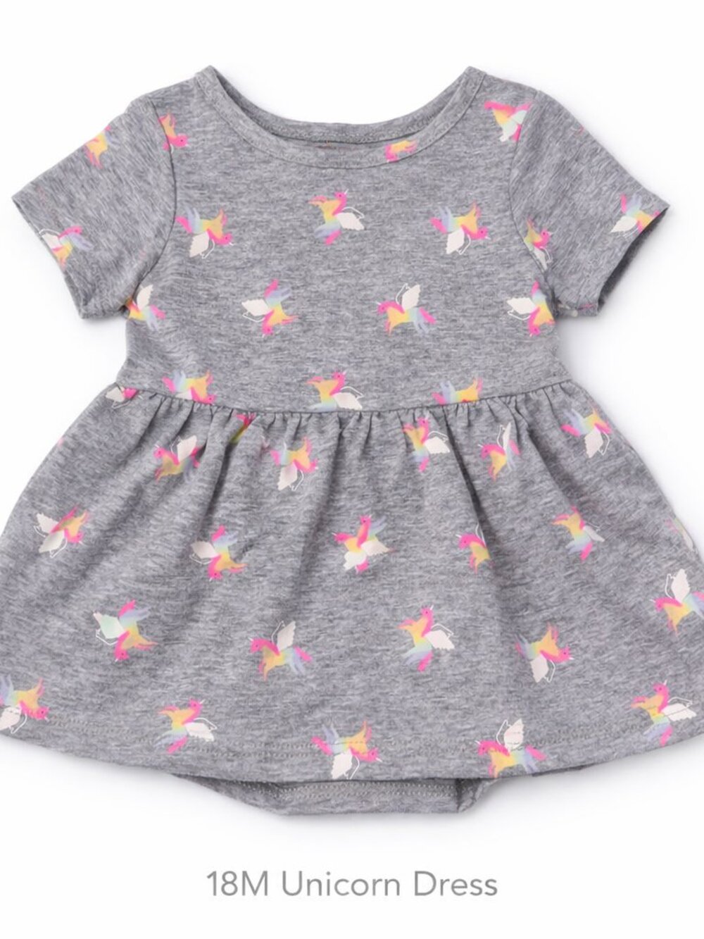 Cat & Jack 18M Gray Unicorn Dress NWT • Built‑In Diaper Cover • Target Exclusive